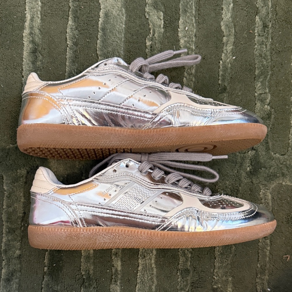 Alohas | 490 Leather Sneakers | Silver Sneakers - Picture 3 of 4